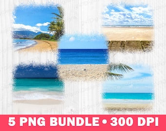 Landscape Background Clipart, Summer Background Png Clipart, Summer Sublimation Design Bundle, Beach Background Digital, Beach Landscape Png