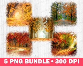 Landscape Background Clipart, Fall Landscape PNG, Fall Leaves Png, Fall Leaf Clipart, Autumn Clipart,Fall Sublimation Design Download Bundle