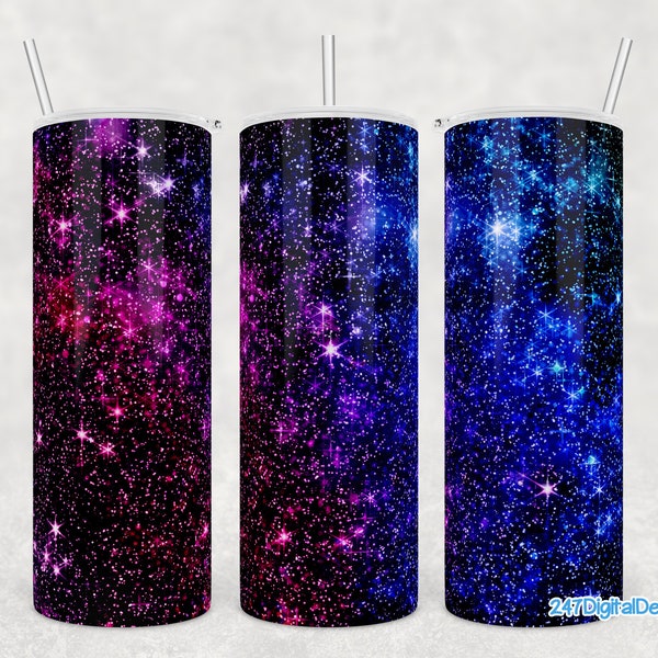 Galaxy Tumbler Wrap, Universe Space Milky Way Tumbler Png, Rainbow Blue Pink Purple Night Sky Stars Sublimation,20oz Skinny Tumbler Template