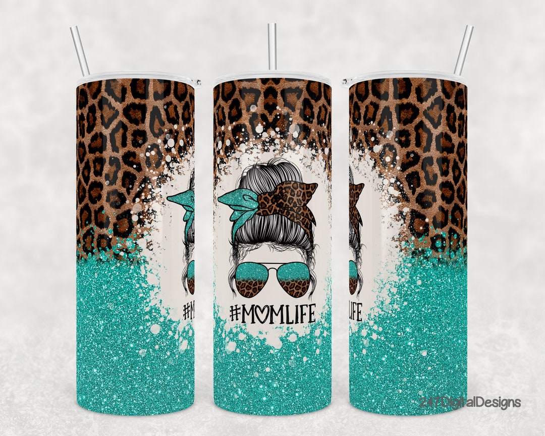 Mom Mama Tumbler Png 20oz Skinny Tumbler Template Messy Bun Hair ...
