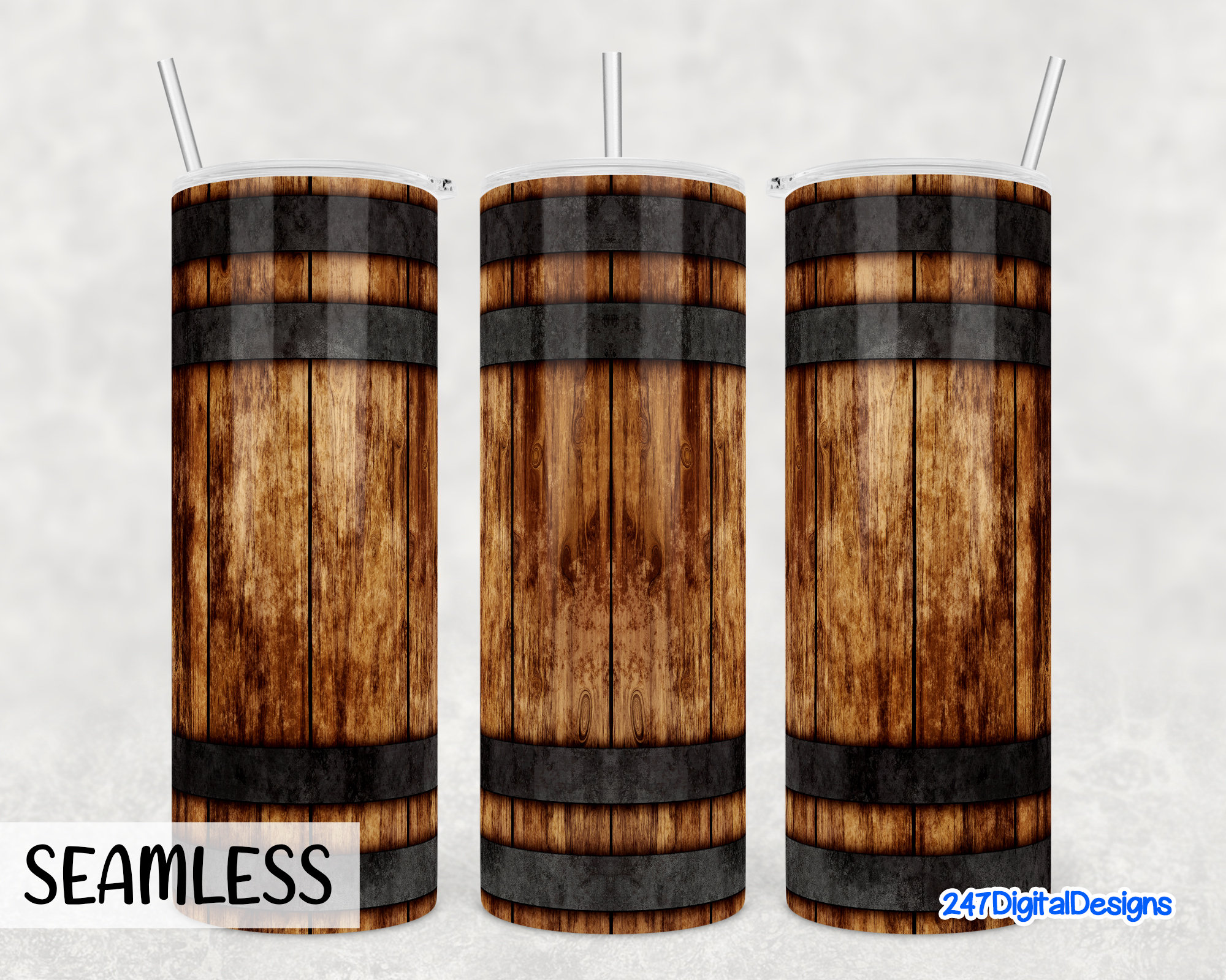 Whiskey Barrel Tumbler Wrap Png, Wooden Wine Barrel Tumbler Design, Rustic Wood Grain Sublimation 20oz Skinny Tumbler Template Seamless