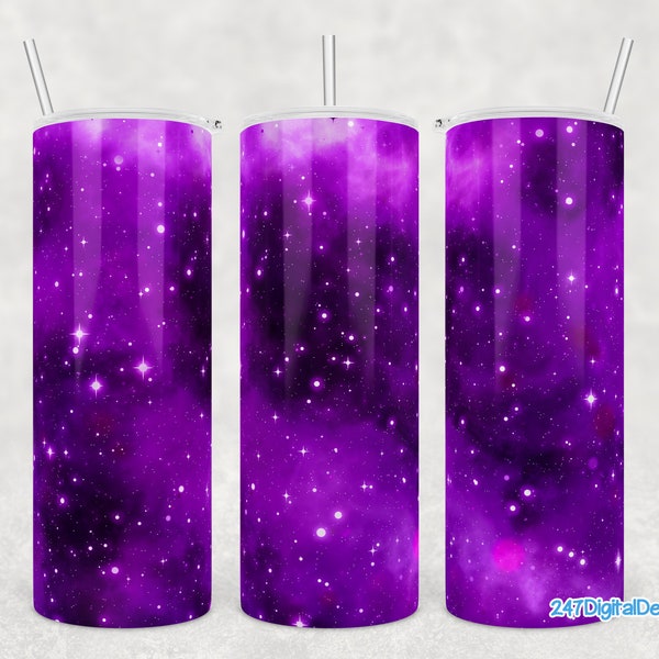 Galaxy Tumbler Wrap, Space Milky Way Tumbler Png, Galaxy Background Purple Night Sky Stars Sublimation Design, 20oz Skinny Tumbler Template