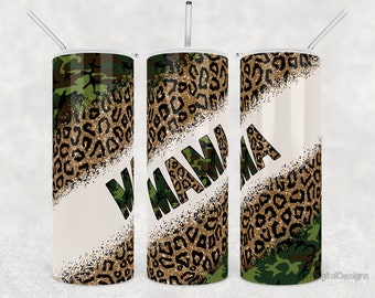 Army Camo Tumbler Wrap, 20oz Skinny Tumbler Sublimation Template, Boy Army Mama Tumbler PNG, Mom Skinny Tumbler Wrap, Mama Leopard Tumbler