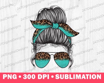 Messy Bun Clipart, Messy Bun Png For Sublimation, Messy Bun Glasses Png, Messy Bun Mom Leopard PNG, Mom Bun Sublimation, Leopard Mom Png