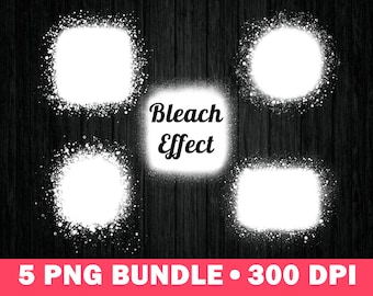 Bleach Effect Design Bundle For Tee Shirt Mockups Round Square White Bleached Splatter Splash Distressed Background Bleach Spot overlay PNG