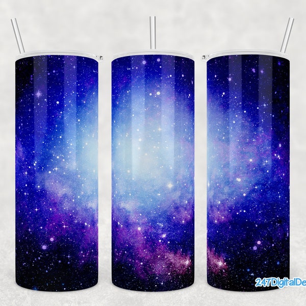 Galaxy Tumbler Wrap, Space Milky Way Tumbler Png, Astronomy Blue Night Sky Stars Sublimation Design Download, 20oz Skinny Tumbler Template