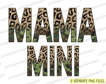 Mama Mini PNG voor sublimatie, camouflage legerjongen sublimatieontwerpen, Mama Leopard PNG, Mama Mini Leopard PNG, Mama en Mini PNG-bestanden