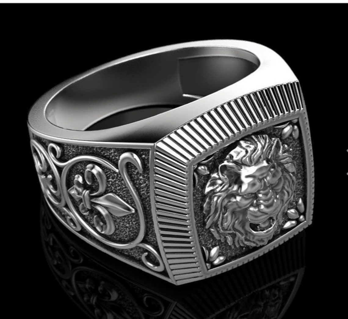 Lion Ring King Ring 925 Silver Ring Biker's Ring Gift Etsy