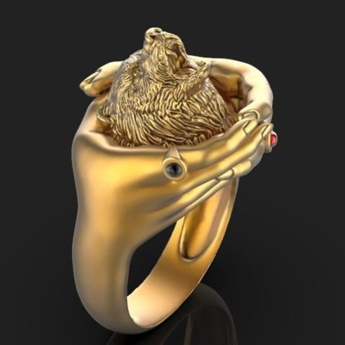 Bear Ring Bear Head Ring 925 Silver Ring Animal Jewelry Etsy