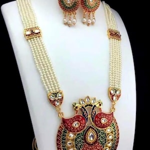 Handmade Kundan Rani Haar: Meenakari Pearl Rajwada Necklace
