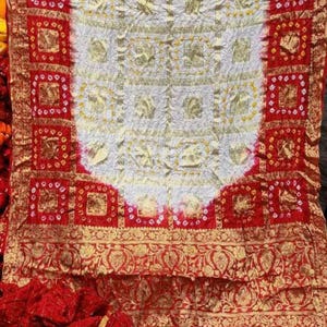 Handwork Bandhani Ghatchola Saree: Banarasi Silk, Zari Work, Free necklace