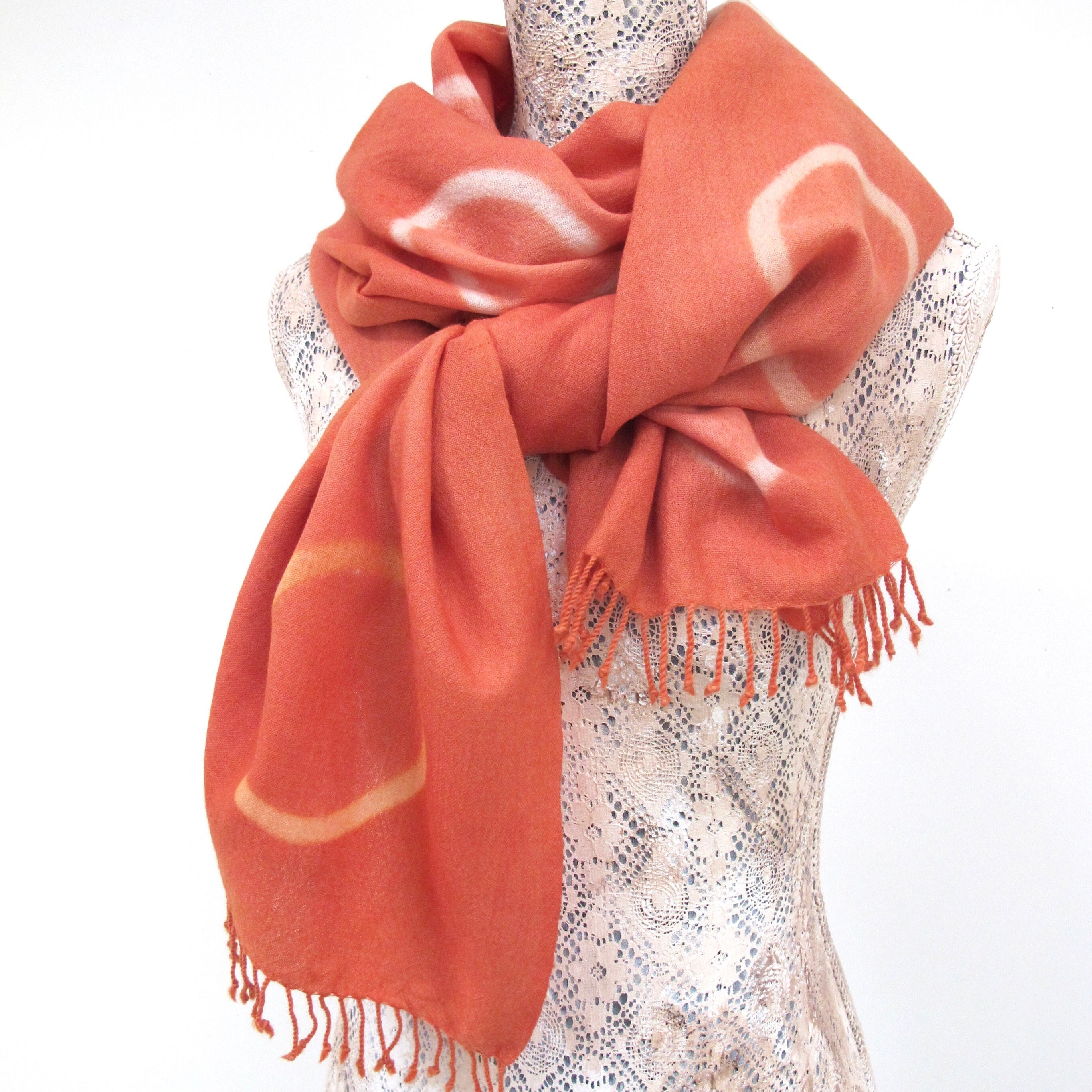 Boiled Wool Scarf, Orange & Mauve
