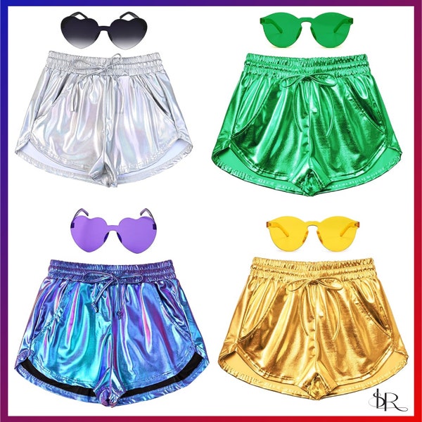 Women’s Summer Sparkly Shorts Shiny Metallic Hot Pants Glittery Outfit