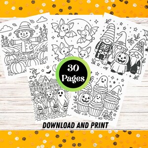 30 páginas para colorear de Halloween: ¡diversión imprimible instantánea para niños!