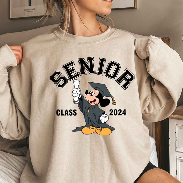 Disney Graduation 2024 Sweatshirt - Mickey Graduate Hoodie - Minnie Grad Sweater - Senior Mickey and Minnie Gift - Graduate 2024 Sweathirt