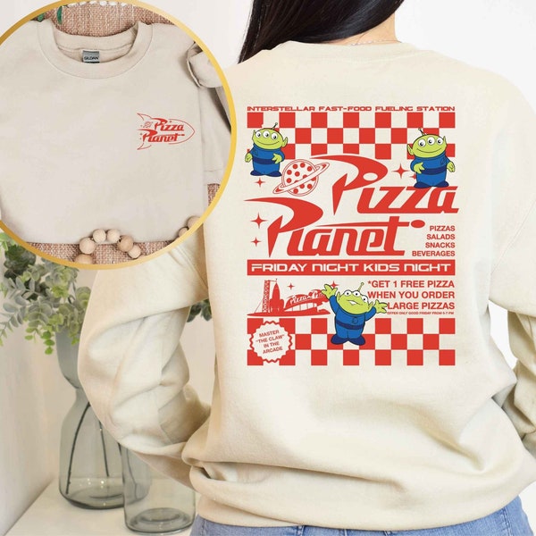 Pizza Planet Toy Story 2 Sides Sweatshirt - Disney Toy Story Aliens Hoodie - Pizza Planet Sweater - Toy Story Family Sweatshirt