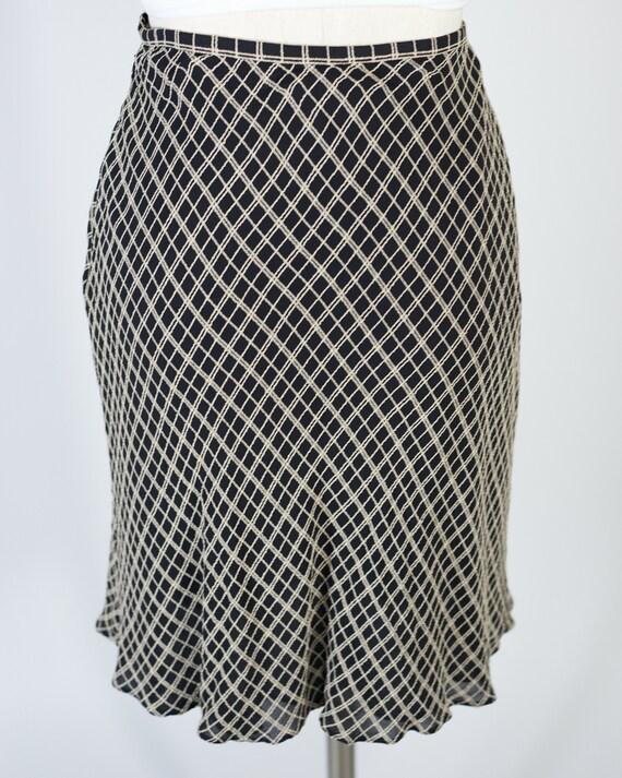 Vintage Black and Gold Checked Lined Skirt, Size 2 - image 2