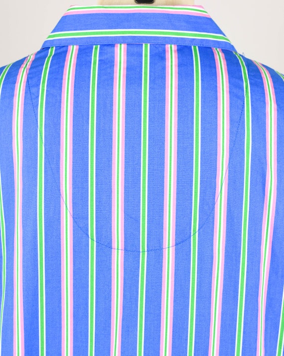 Vintage Blue Striped Button Down, Size Large - image 4