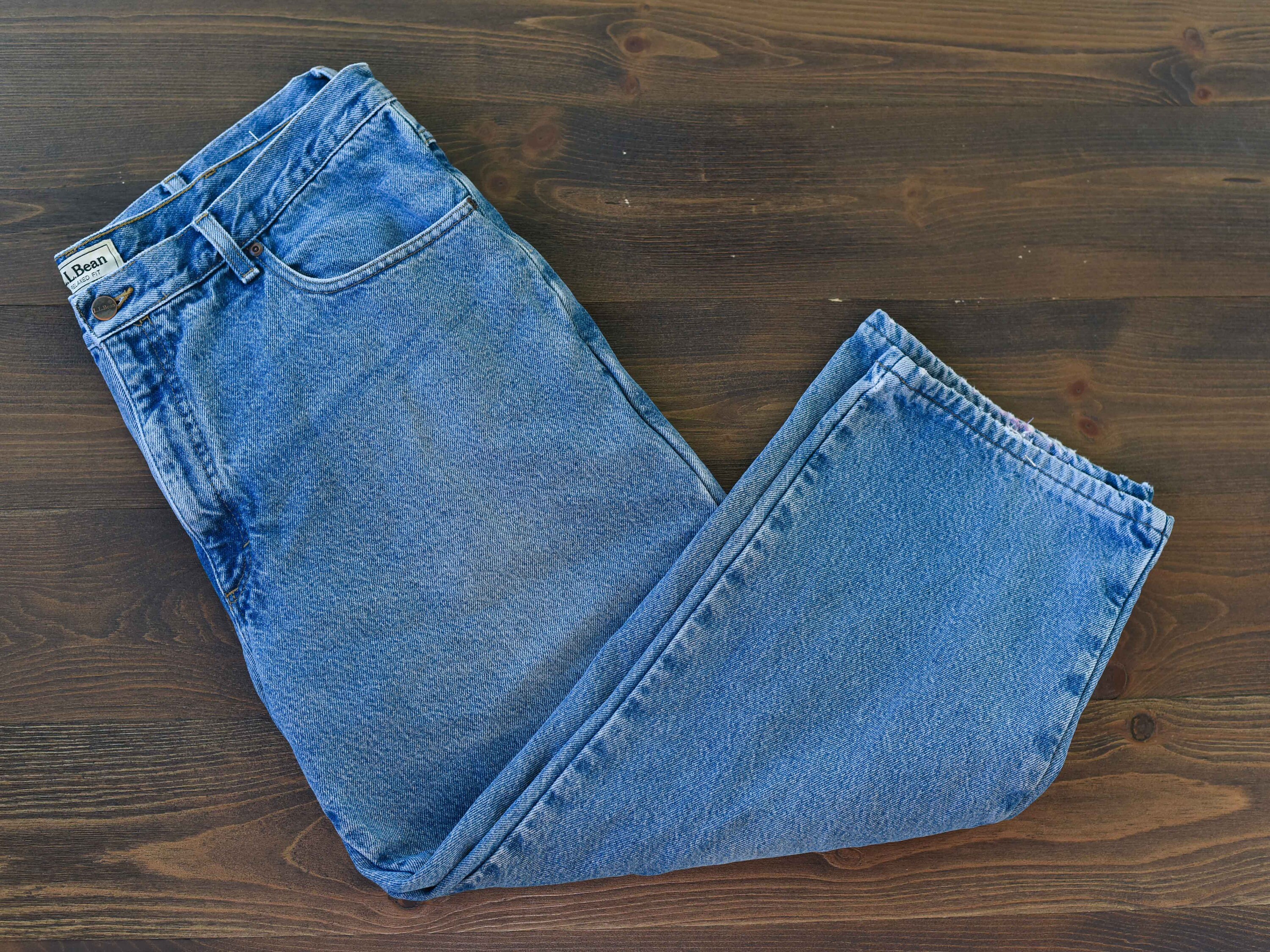 LL Bean Flannel Lined Denim Jeans - Etsy
