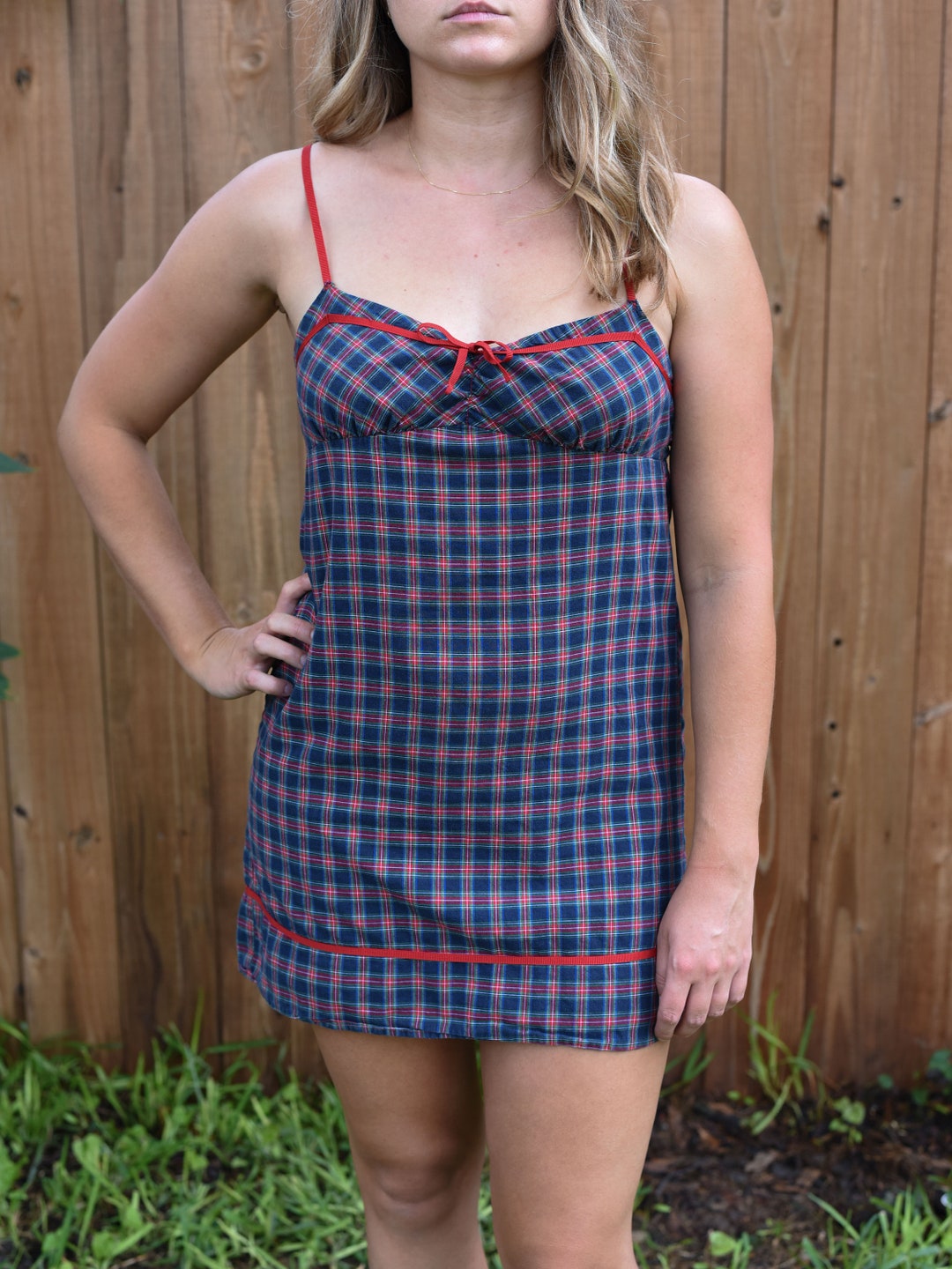 Vintage Sleeveless Plaid Aerie Nightgown Etsy