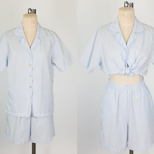 Blue Seersucker Pull-on Short