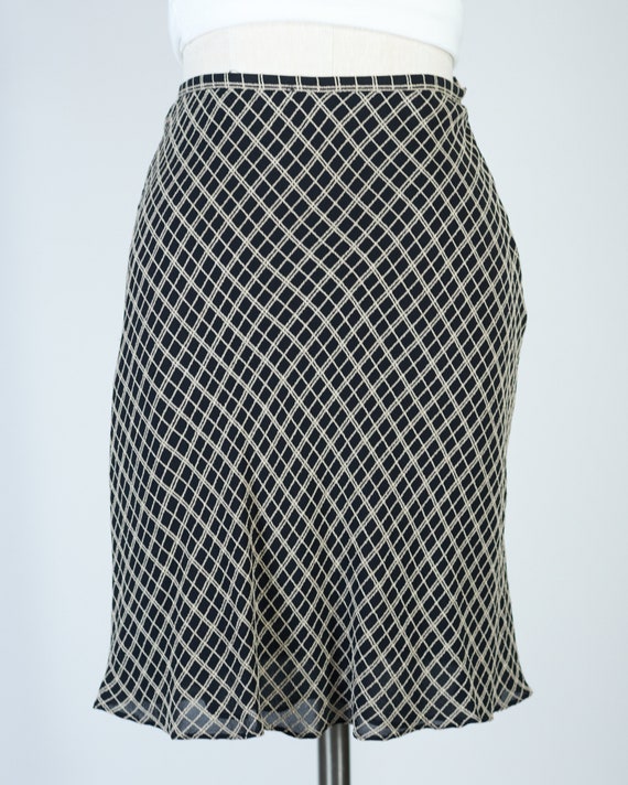Vintage Black and Gold Checked Lined Skirt, Size 2 - image 4