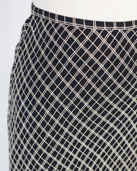 Vintage Black and Gold Checked Lined Skirt, Size 2 - image 3