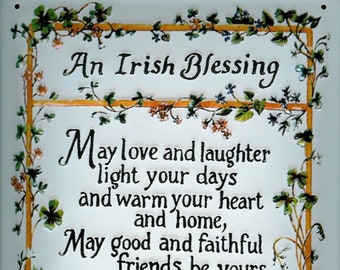 IRISH BLESSING Vintage Retro Embossed Metal Advertising Home Wall SIGN 30x20cm