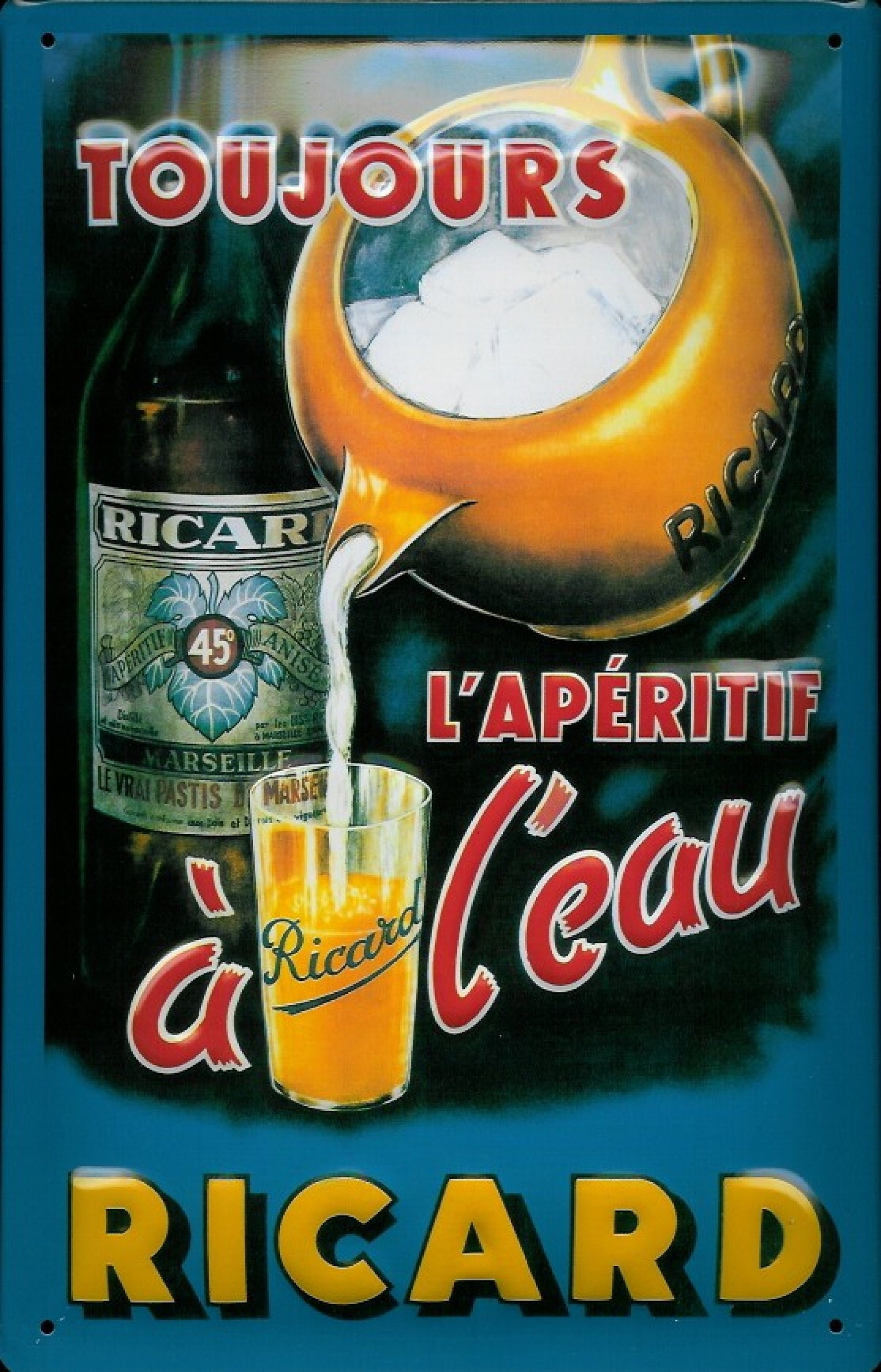 Ricard Tin Poster Sign Vintage French Ad Style Man Cave Bar Liquor Store Pernod Ricard Tin Poster Sign Vintage French Ad Style Man Cave Bar Liquor Store Pernod