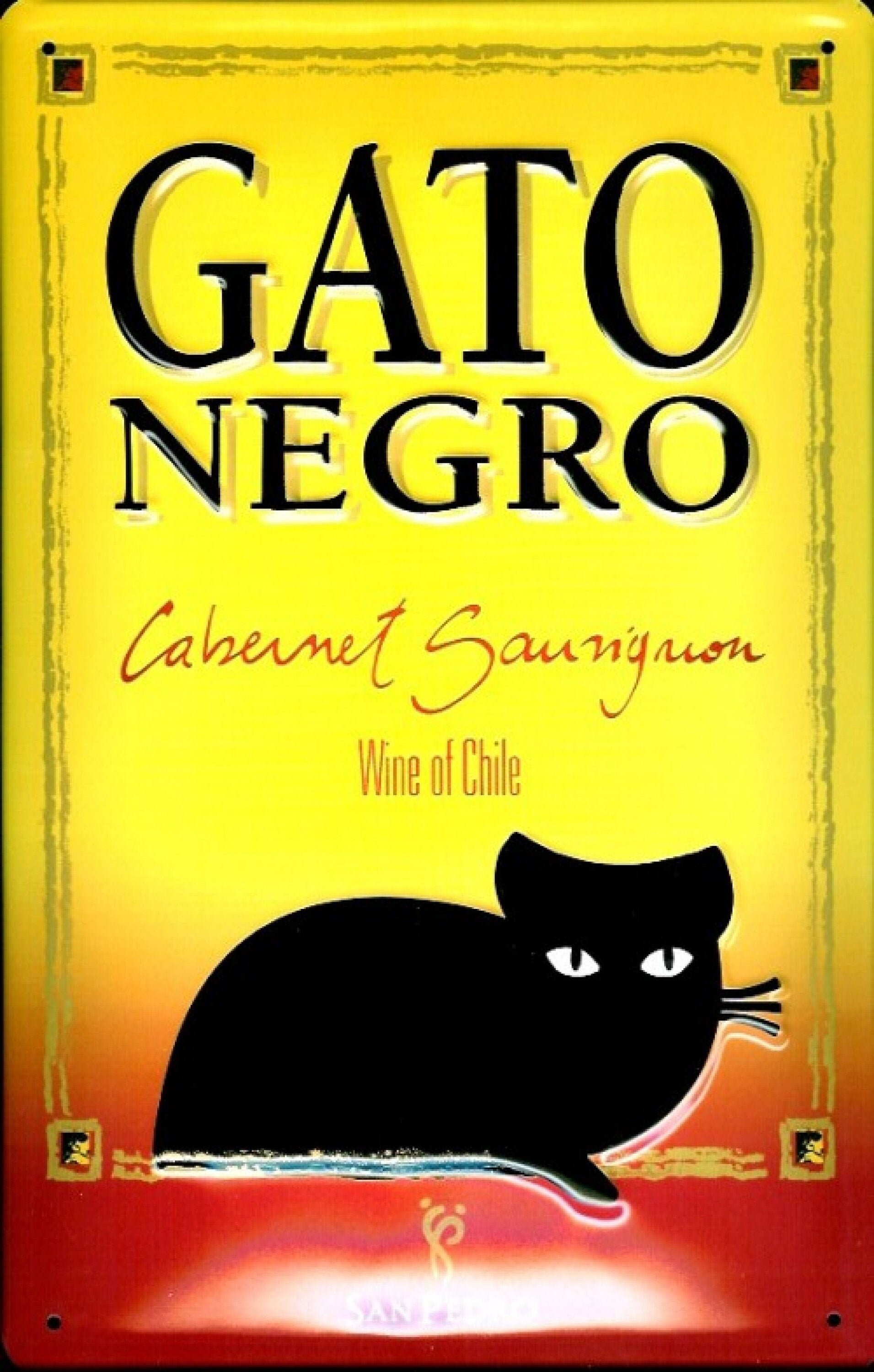 GATO NEGRO WINE Of Chile Cat Embossed Metal Advertising Pub | Etsy