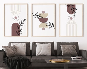 Boho Wall Art, Botanical Wall Art, Mid Century Modern, Abstract Art, Mauve, Purple
