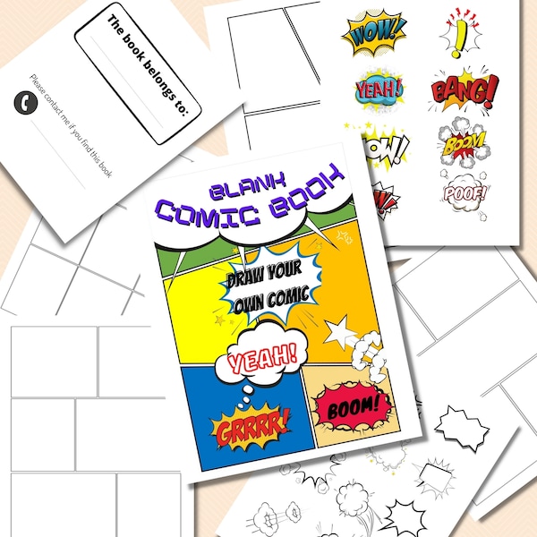 Blank Comic Book : Size 8.5"x11" Draw Your Own Comics, Printable Comic Book Templates.