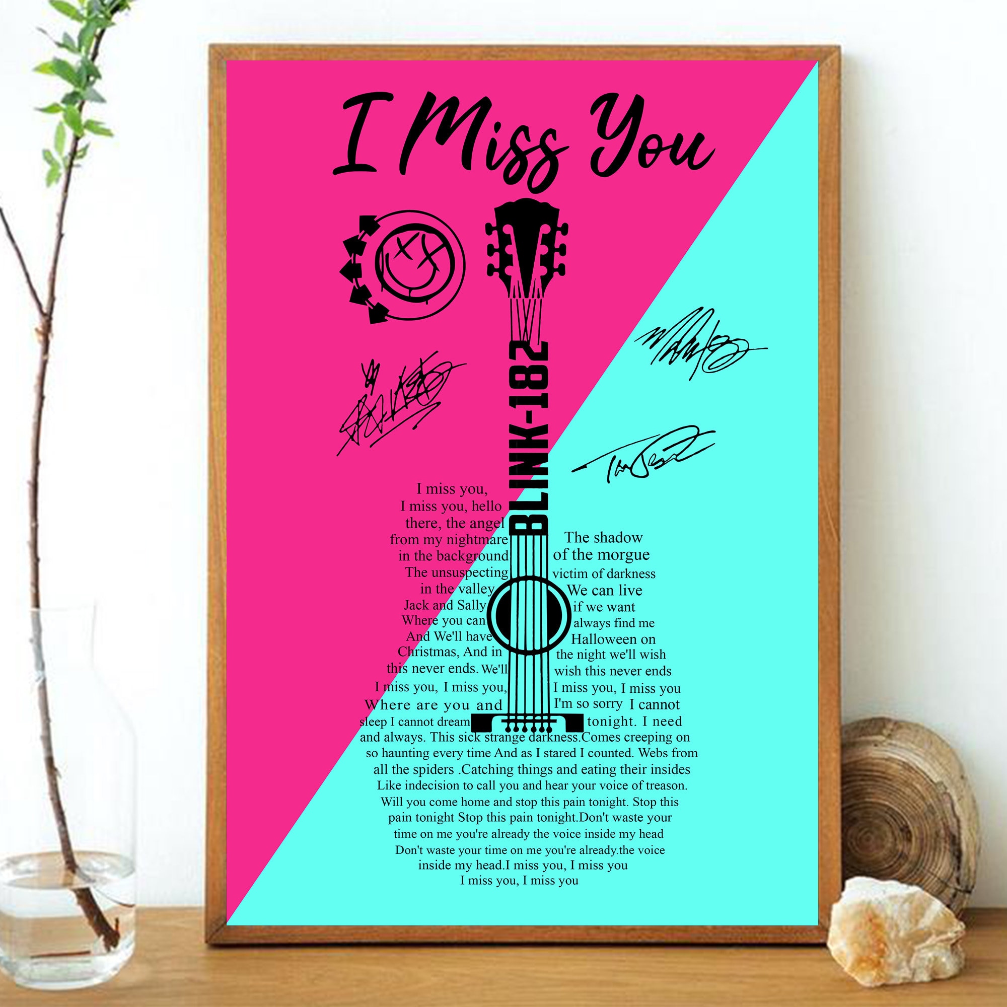 I Miss You Lyrics Canvas Blink 182 canvas 90s Canvas Ruth Etsy