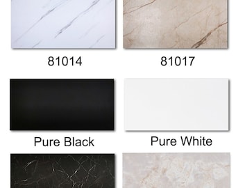 May include: A selection of 10 different tile patterns for walls and floors. The tiles are 30 cm by 60 cm and come in a variety of colors and styles, including white, gray, black, and beige. The tile patterns include marble, wood, and concrete.