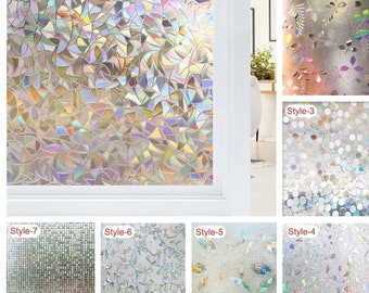 Pellicola per la privacy delle finestre, adesivi per finestre arcobaleno, vinile decorativo per finestre 3D, adesivi per vetrate colorate, adesivi statici autoadesivi per finestre