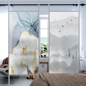 3D Premium Window Privacy Film, Static Cling Sticker,Anti-UV, No Glue, Peel and Stick,Self Adhesive Decorative Film for Home Kitchen Office