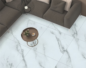Floor Tile Stickers,Matte Marble Peel and Stick Tile Decoration for Bathroom,Kitchen,Living Room,Floor Decal,Waterproof,Removable,Modern Art