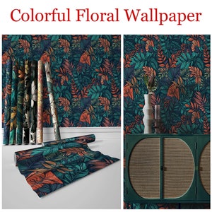 PVC Wallpaper,Self Adhesive Floral Wall Paper,Removable Wall Decal,Peel and Stick Contact Paper for Countertop Furniture Wall Decor Wall Art