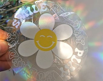 Flower Suncatcher Sticker,Rainbow Sun Catcher,Static Cling Rainbow Maker,Window Film,Holographic Vinyl Window Sticker Car Sticker - Any 2Pcs