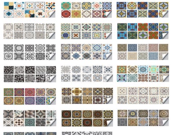 Spanish Tiles Sticker,Mexican Peel and Stick Tile Stickers for Wall Stair Floor Kitchen Bath Backsplash Removable Waterproof Tile Decal Home