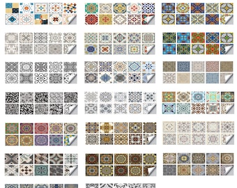 Adhesivos de azulejos españoles, adhesivos de azulejos mexicanos autoadhesivos para pared, escalera, piso, cocina, baño, salpicadero, adhesivos de azulejos removibles e impermeables para el hogar.