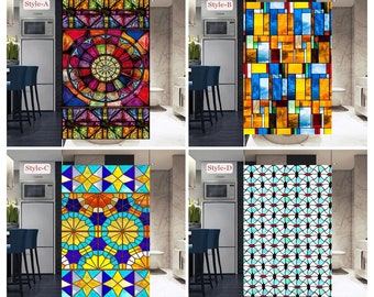 Pellicola per finestre di dimensioni personalizzate Pellicola per vetri colorati in stile chiesa Adesivo statico adesivo in vinile autoadesivo per la casa, cucina, bagno, lucernario