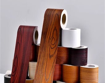 Peel and Stick PVC Wallpaper Self-Adhesive Border Board Trim Moulding Sticker,Wood Grain Wall Border Sticker Vinyl Decal Film for Home Tiles