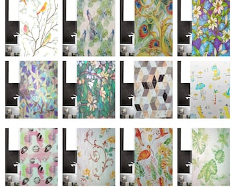 Pellicola per la privacy delle finestre Adesivi in vinile per vetri colorati Fiori Pellicola autoadesiva statica Decorazione smerigliata Temi della natura Adesivo per vetri Animali