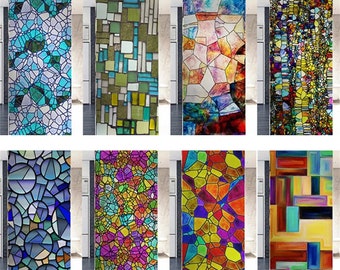 Custom Size 3D Matte Window Film Stained Glass Decorative UV Window Sticker Privacy Frosted Static Cling Window Decal for Glass Door Window