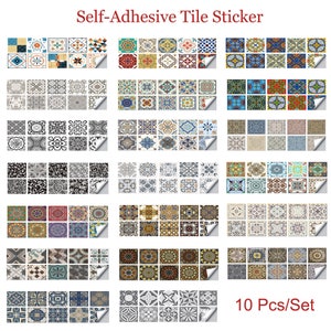 Spanish Tiles Sticker,Mexican Peel and Stick Tile Stickers for Wall Stair Floor Kitchen Bath Backsplash Removable Waterproof Tile Decal Home