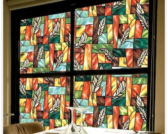 Window Privacy Film Frosted UV Blocking Window Film Colorful Decorative Glass Film Window Decals Window Stickers for Home Bathroom Skylight