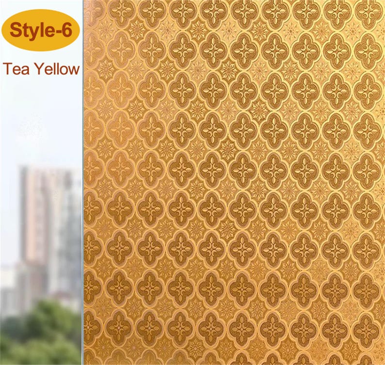 3D Premium Window Privacy Film, Static Cling Sticker,Anti-UV, No Glue, Peel and Stick, Self Adhesive Decorative Film for Home Kitchen Office Brown