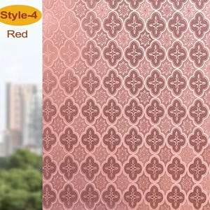 3D Premium Window Privacy Film, Static Cling Sticker,Anti-UV, No Glue, Peel and Stick, Self Adhesive Decorative Film for Home Kitchen Office Red