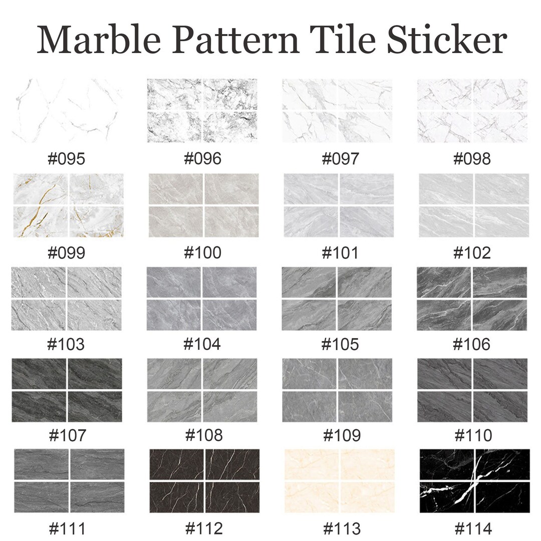 Marble Tile Sticker,self Adhesive Vinyl Decal for Wall Bathroom Laundary Room Backsplash Floor